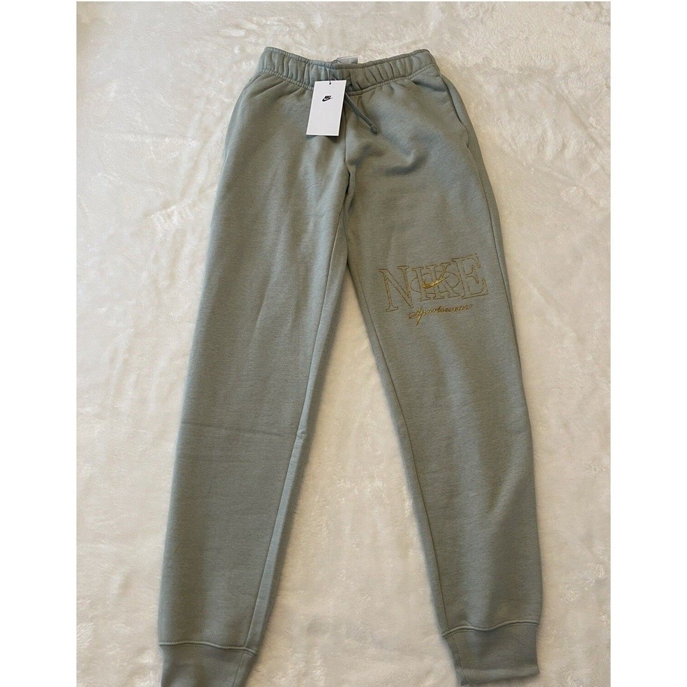 Nike Women Jade Horizon/Gold Club Fleece XS Mid-Rise Joggers (FV8062-019)